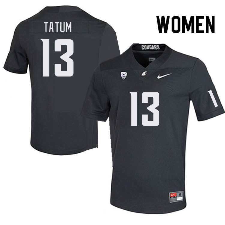Women #13 Dominic Tatum Washington State Cougars College Football Jerseys Stitched Sale-Charcoal